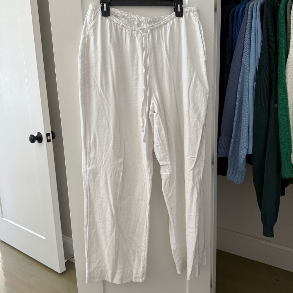 Abercrombie White Linen Drawstring Pants